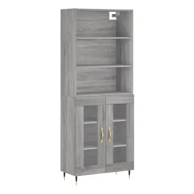 (grey sonoma, glass doors) vidaXL Highboard Sideboard Storage Cabinet High Gloss White Engineere