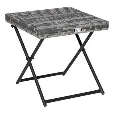 (Gray) EVRE Capri Folding Rattan Table Outdoor Portable