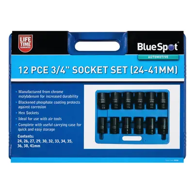 BlueSpot 12 Piece 3/4" Impact Socket Set (24-41mm)