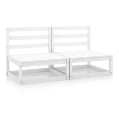 vidaXL 2x Solid Pinewood Garden Middle Sofas White Outdoor Seating Furniture