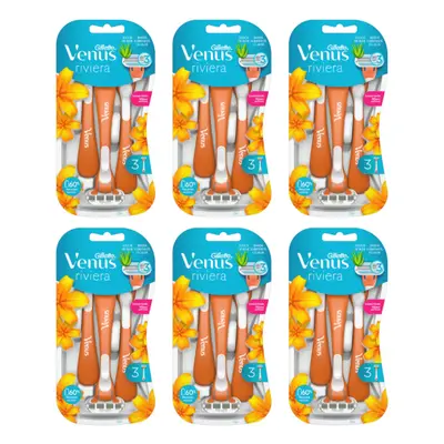 Gillette Venus Riviera Women's Razors Disposable 3pcs - Pack of