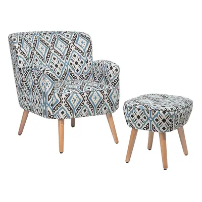 Armchair TUMBA with Footstool Fabric Multicolour