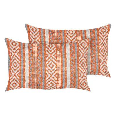 Set of Cushions Geometric Pattern INULA Cotton x cm Orange