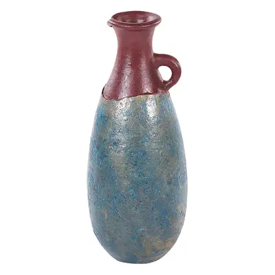 Terracotta Decorative Vase cm Blue Brown VELIA