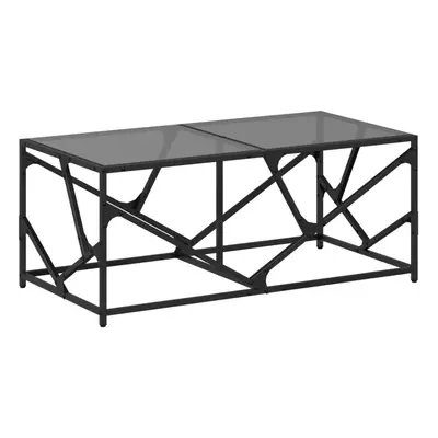 (black) vidaXL Coffee Table with Transparent Glass Top End Table Side Table Steel