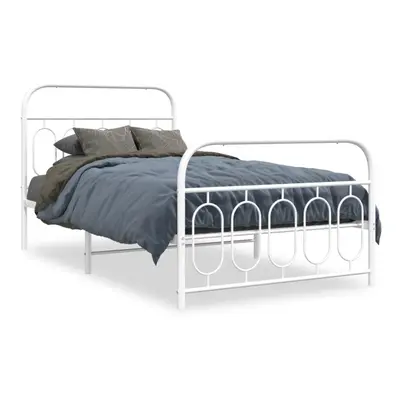 (white, x cm/ with headboard & footboard) vidaXL Metal Bed Frame with Headboard and Footboard Be