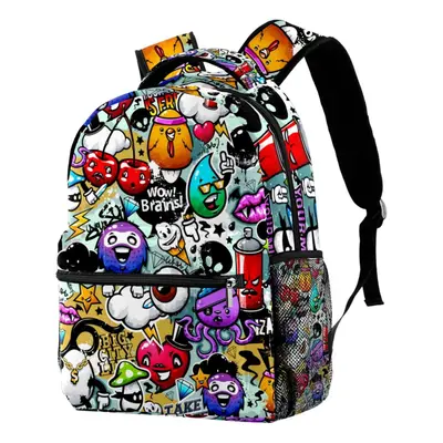 Lightweight Laptop Daypack Graffiti Bizarre Backpack College Schoolbag Travel Casual Rucksack fo