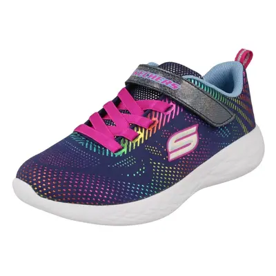 (Navy, UK Child) Girls Skechers Go Run Performance Trainers Shimmer Speeder