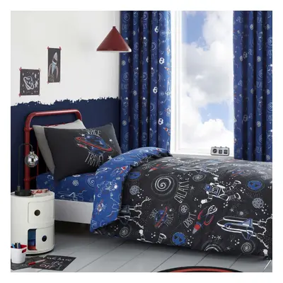 Catherine Lansfield Space Adventure Duvet Cover Set Black Double Bedding Set