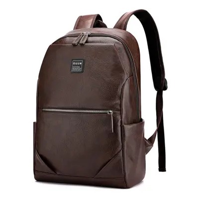 (Dark Brown) 15.6 Inch Zipper PU Laptop Bag Business Travel Portable Men's Briefcases Messenger 