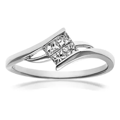 (J) Jewelco London 18ct White Gold Solitaire Look Crossover Engagement Ring, IJ/I Certified Diam