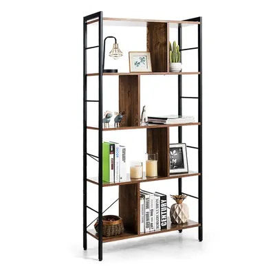 5 Tier Ladder Shelf Bookcase Industrial Storage Rack Display Stand