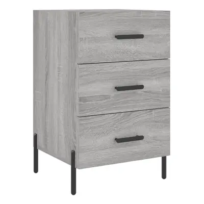 (grey sonoma) vidaXL Bedside Cabinet Bedside Table Nightstand Smoked Oak Engineered Wood