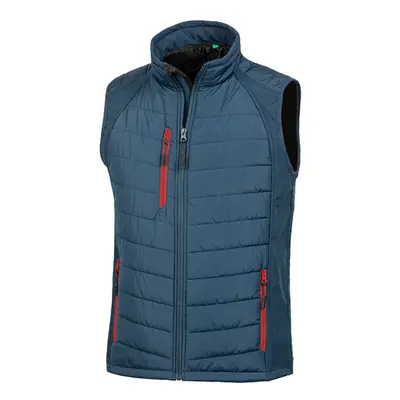 (4XL, Navy/Red) Result Mens Black Compass Padded Soft Shell Gilet