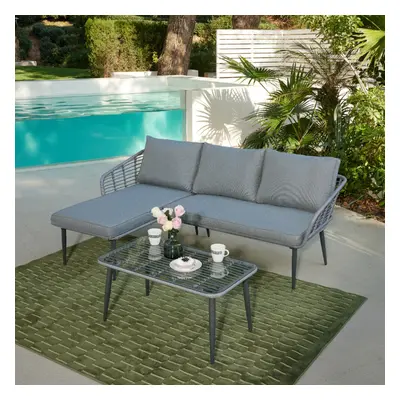 (Grey) Erica Wicker L-Shape Garden Sofa