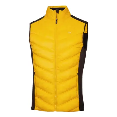 (S, Mustard) Calvin Klein Mens Frontera Moisture Wicking Full Zip Hybrid Golf Gilet