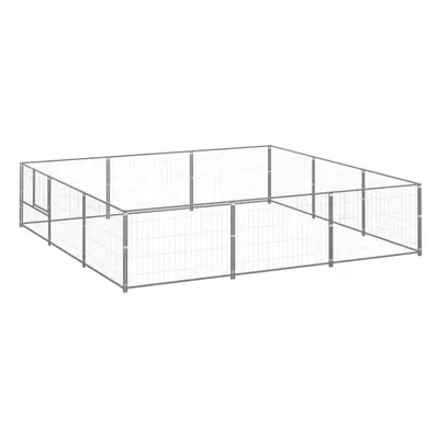 vidaXL Dog Kennel Silver m? Steel Puppy Enclosure Outdoor Patio Dog Cage