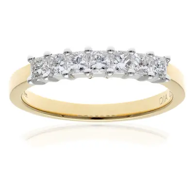 (J) Jewelco London 18ct Yellow Gold Eternity Ring, J/I Certified Diamonds, Princess Cut, 0.50ct