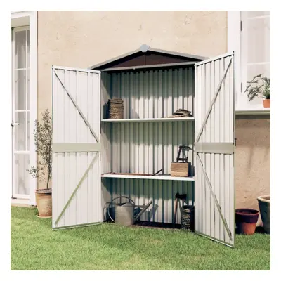 vidaXL Garden Shed Brown Galvanised Steel Outdoor Terrance Tool Storage Shed