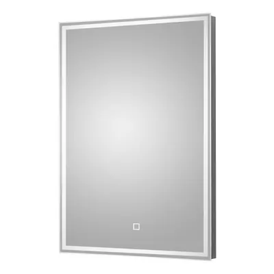 Rectangular LED Illuminated Framed Touch Sensor Mirror with Demister, 700mm x 500mm - Chrome