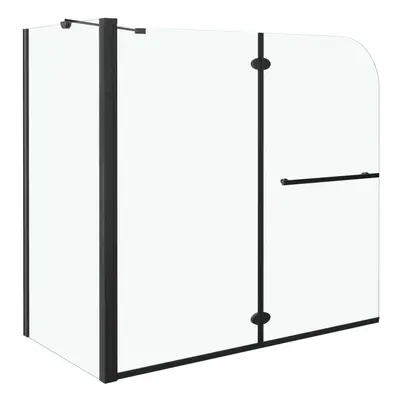 vidaXL Bi-Folding Shower Enclosure ESG Black Cubicle Folding Bathtub Wall