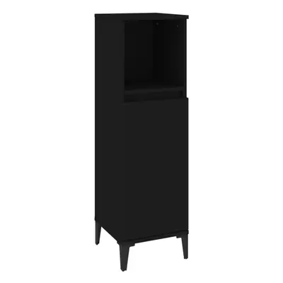 (black) vidaXL Bathroom Cabinet Cupboard Washroom Storage Cabinet Engineered Wood