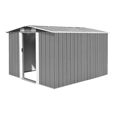 vidaXL Garden Shed 257x298x178cm Metal Grey Outdoor Tool Storage House Cabin