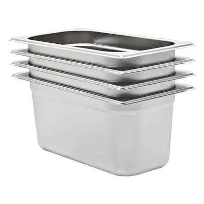 vidaXL 4x Gastronorm Containers GN 1/3 150mm Stainless Steel Stackable Tray