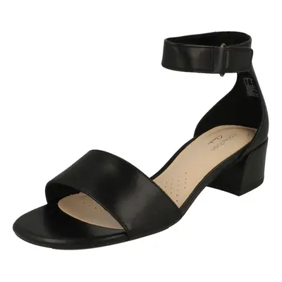 (Black, UK 7) Ladies Clarks Heeled Peep Toe Sandals Caroleigh Anya