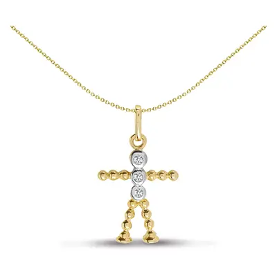 Jewelco London Ladies Solid 9ct Yellow Gold Rub Over Set Round H I1 0.05ct Diamond Corndolly Boy