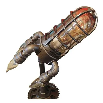 (UK Plug) Steampunk Rocket Lamp Punk Style Lights Metal Desktop Decor Ornaments Wall Decoration 