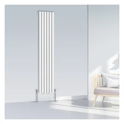 (1800x354mm Single, White) NRG Oval Column Designer Radiator Horizontal Vertical Central Heating