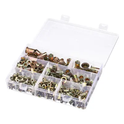 300Pcs Mixed Steel Rivet Nut Rivnuts Blindnuts Nutserts M3-12mm Nut Insert Rivet Assortment Kits