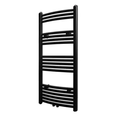 Curved Steel Towel Rail Central Heating Bathroom Radiator Black x mm