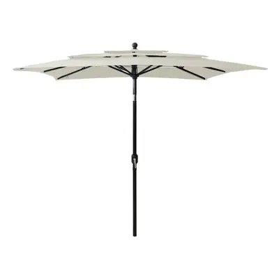 vidaXL 3-Tier Parasol with Aluminium Pole Sand Outdoor Patio Sunshade Cover