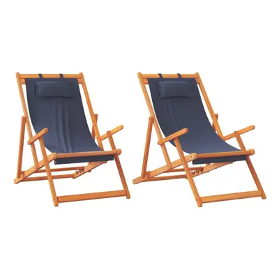 (blue, with armrest/ pcs) vidaXL Folding Beach Chair Outdoor Chair Garden Beach Fabric and Woode