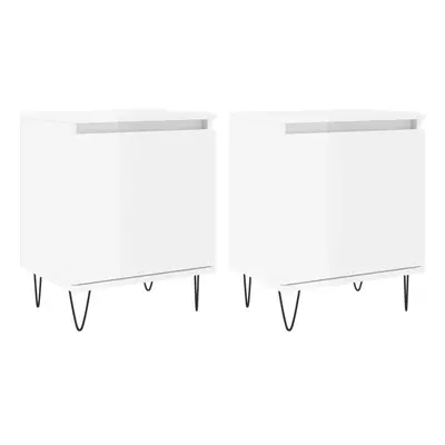 (high gloss white, pcs) vidaXL Bedside Cabinets Bedside Table pcs High Gloss White Engineered Wo