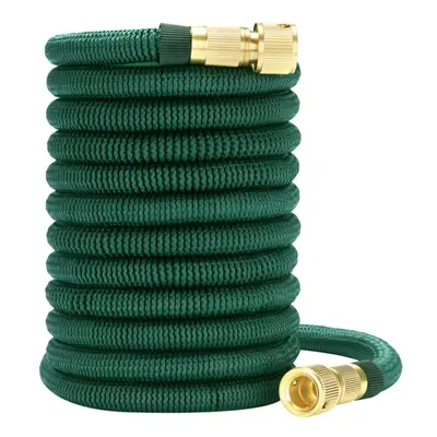 (75FT) Dark Green Expandable Flexible Water Hoses Telescopic Pipe Full Copper Connector for Car 