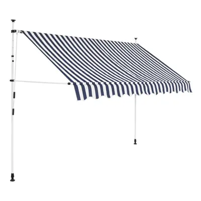 vidaXL Manual Retractable Awning 300cm Blue and White Stripes Window Canopy