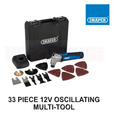 Draper Piece 12V Oscillating Multi-Tool, x Battery, 1.5Ah, x Fast Charger