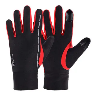 (Red, XL) Men Anti-Skid Fleece Outdoor Cycling Gloves Winter Warm Full Finger Windproof Mittens