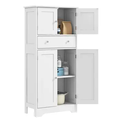 HOMCOM Kitchen Cupboard Kitchen Cabinet with Drawer and Adjustable Shelf White