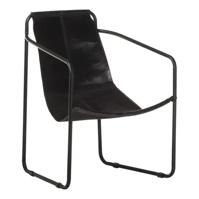 Relaxing Armchair Black Real Leather