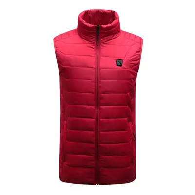 (XXXXL) Red Unisex USB Heating Vest Smart Winter Body Warmer Outdoor Racing Jacket Heater