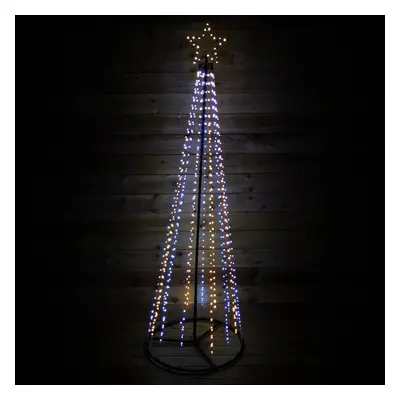 13ft 4m Premier Christmas Outdoor Black Pin Wire LED Pyramid Maypole Tree in Warm & Cool White M