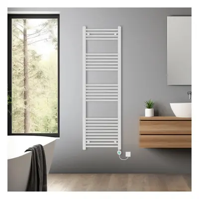 (White, 1600x500mm) Bathroom Prefilled Electric Heated Towel Rail Straight Radiator Thermo Smart