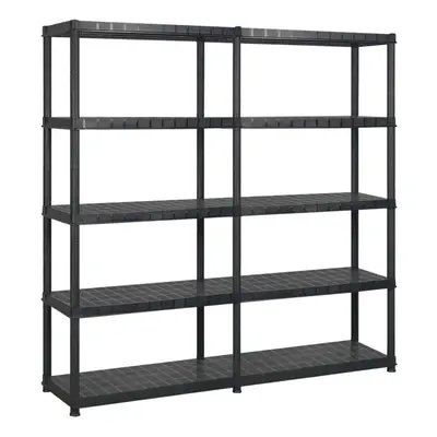 vidaXL Storage Shelf 5-Tier Black Plastic Display Rack Storage Organiser Home