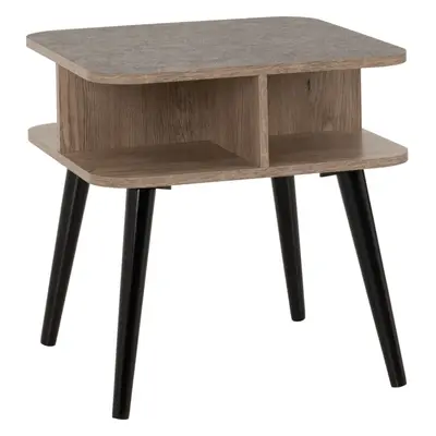 Saxton Side End Lamp Table in Mid Oak Effect and Grey Finish