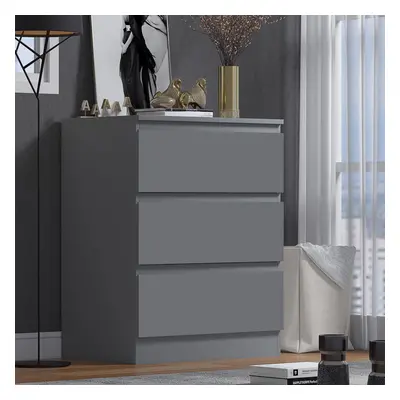 Dark Grey Chest Of Drawers Bedside Storage Scratch Resistant