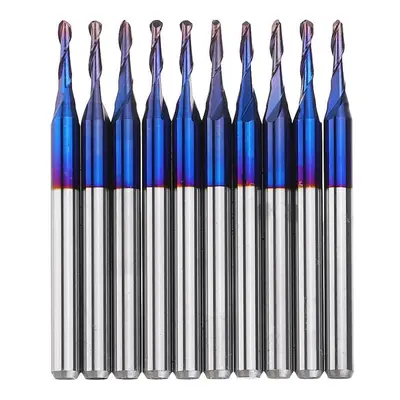 (1.5mm) 10pcs 3.175mm Shank Blue Coated Spiral Ball Nose End Mill 0.8-3.175mm CNC Milling Cutter